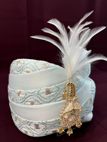 Wedding Turban & Shawl Set: Indian Groom Safa, Adjustable Fit