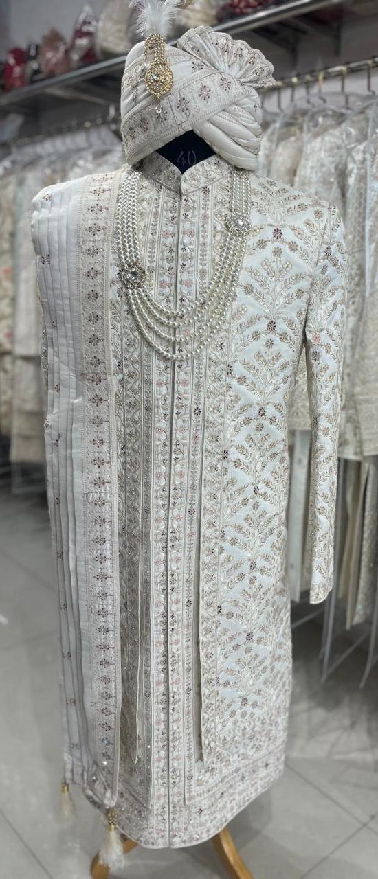 Embroidered Groom Sherwani Set: Indian Wedding Outfit