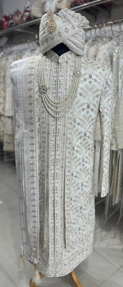 Embroidered Groom Sherwani Set: Indian Wedding Outfit