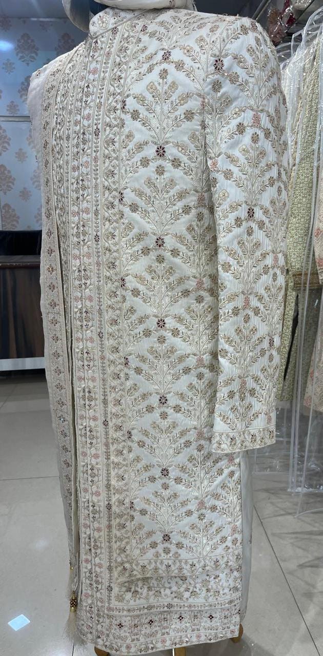 Embroidered Groom Sherwani Set: Indian Wedding Outfit