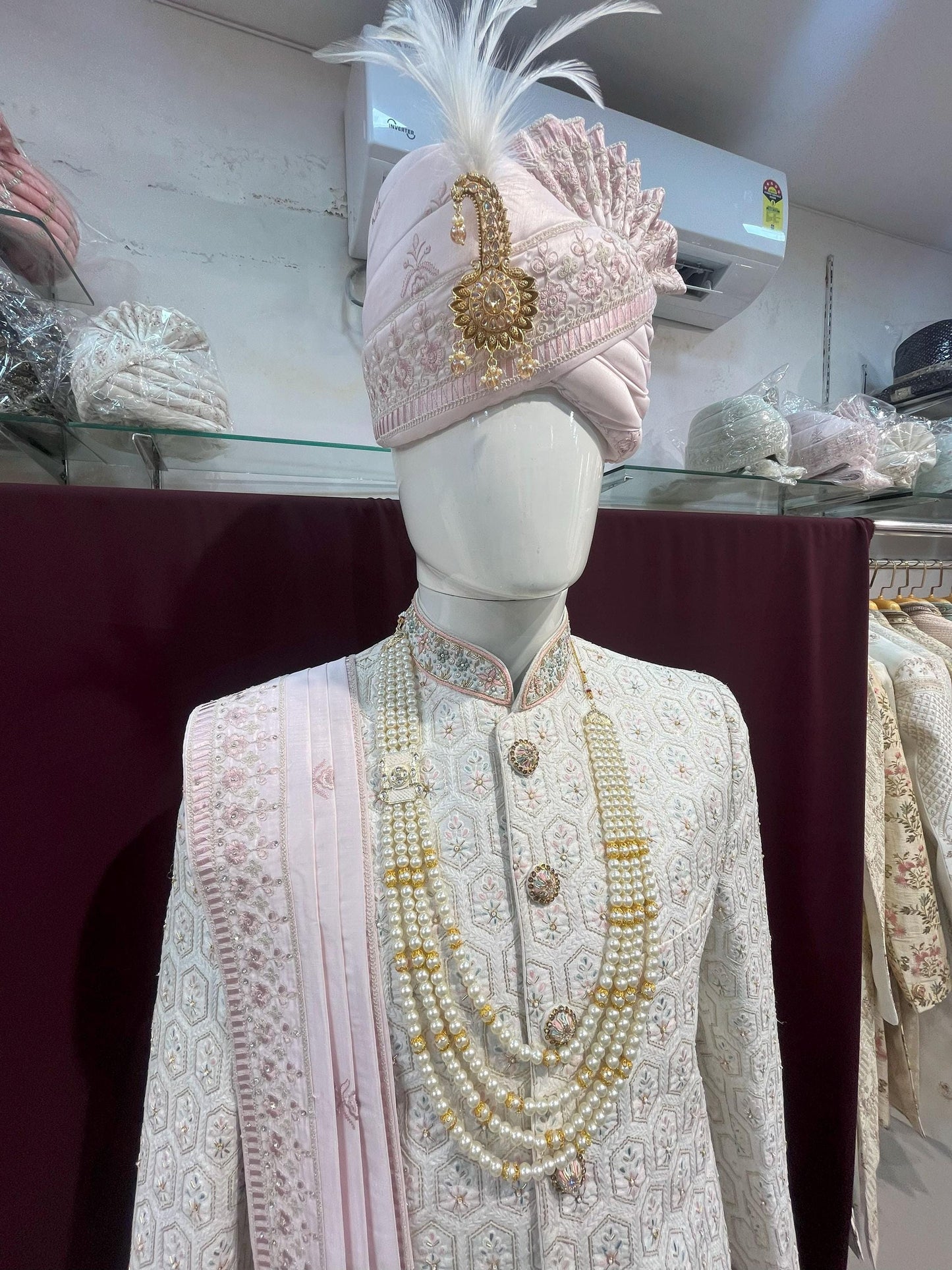 Handcrafted White Sherwani, Wedding Suit