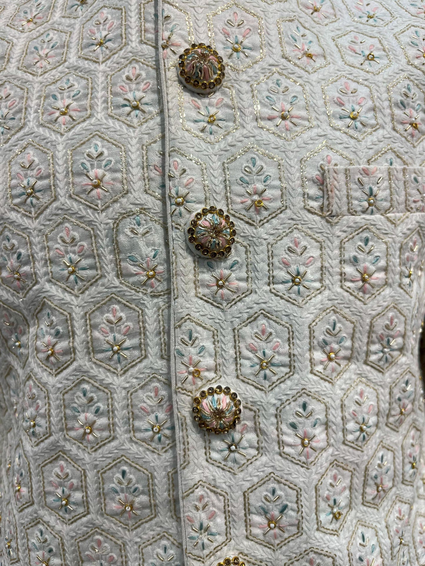 Handcrafted White Sherwani, Wedding Suit
