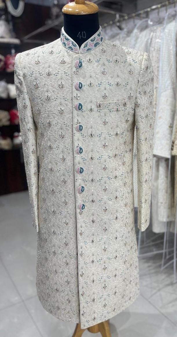 Elegant Wedding Sherwani Set, Indian Groom Outfit