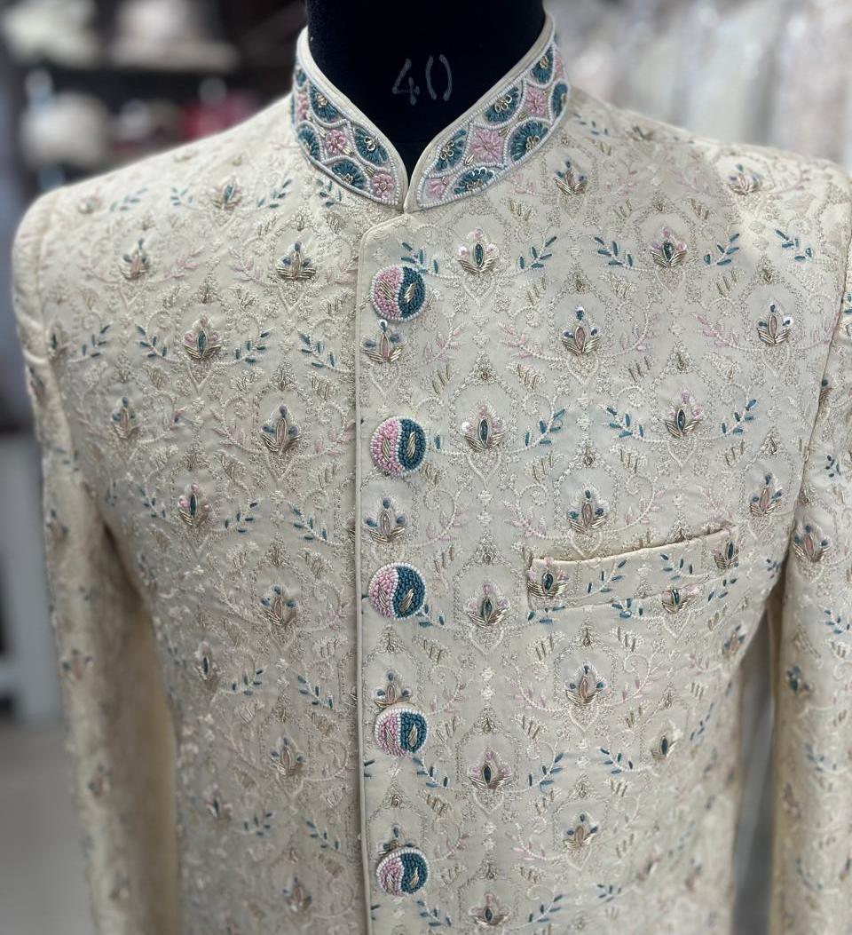 Elegant Wedding Sherwani Set, Indian Groom Outfit