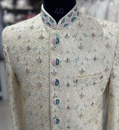 Elegant Wedding Sherwani Set, Indian Groom Outfit