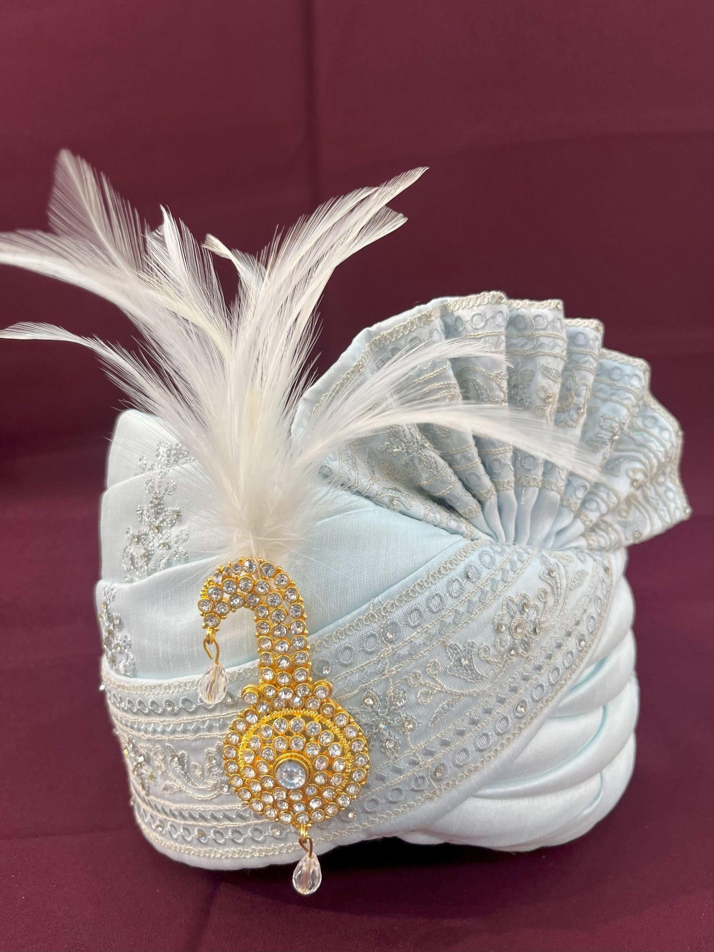 Grey Wedding Turban & Shawl Set: Indian Groom Ensemble