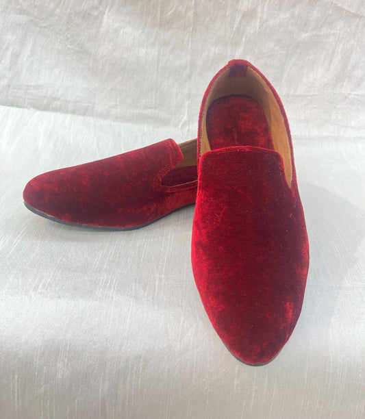 Maroon Velvet Groom Jutti, Wedding Mojari Shoes for Men