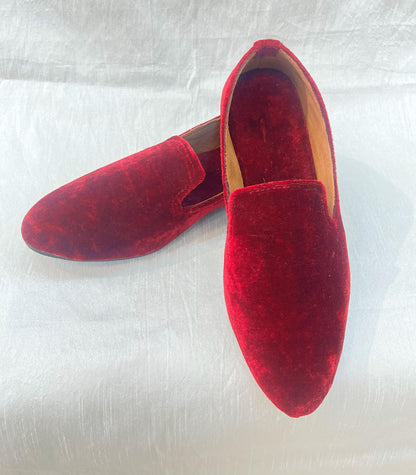 Maroon Velvet Groom Jutti, Wedding Mojari Shoes for Men