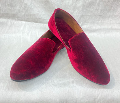Maroon Velvet Groom Jutti, Wedding Mojari Shoes for Men
