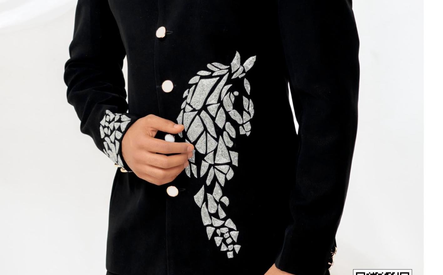 Black Handwork Jodhpuri Suit: Indian Groom Wedding Outfit