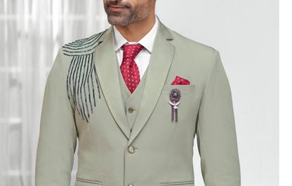 Sage Green 3-Piece Suit: Handcrafted Groom Wedding Suit