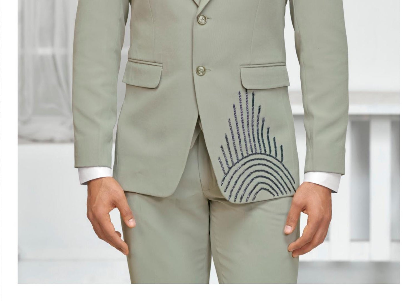 Sage Green 3-Piece Suit: Handcrafted Groom Wedding Suit