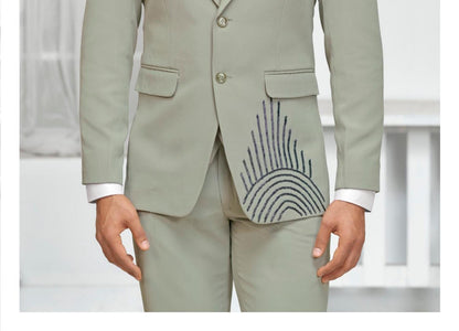 Sage Green 3-Piece Suit: Handcrafted Groom Wedding Suit