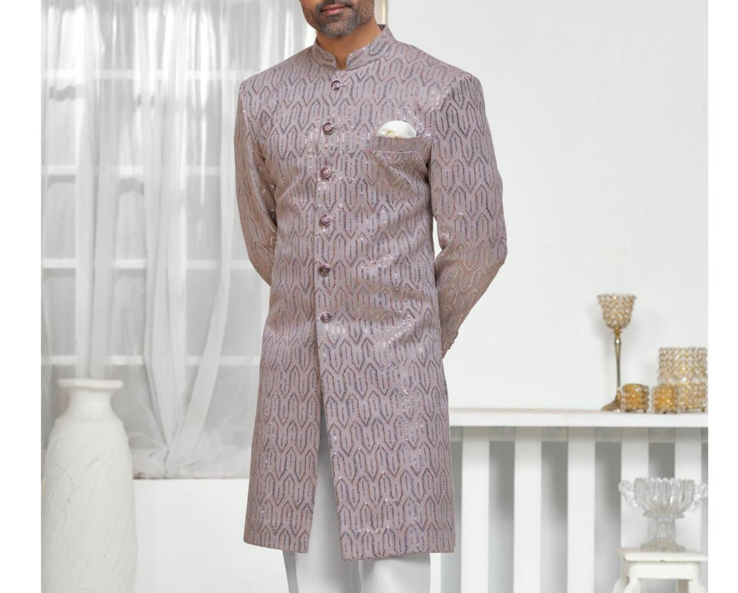 Elegant Groom Sherwani: Indian Wedding Outfit,