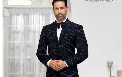 Embroidery Tuxedo Suit: Luxury Ethnic Wedding Wear