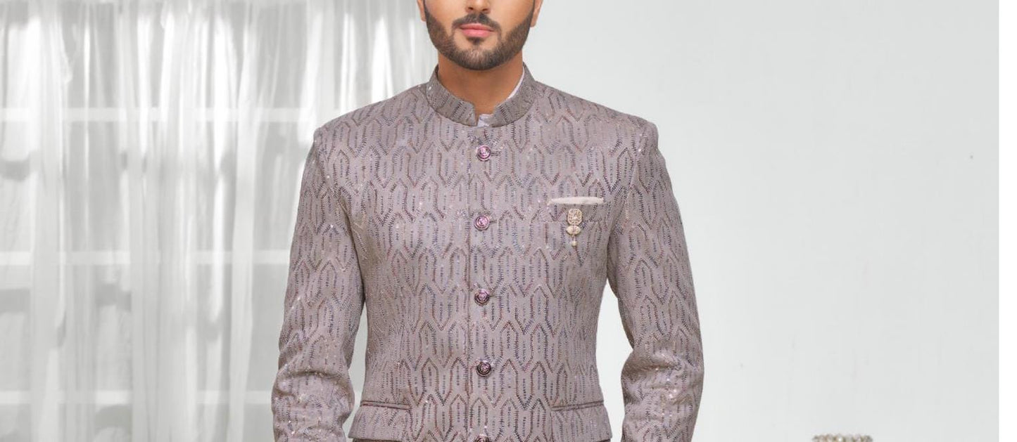 Grey Jodhpuri Suit: Men's Indian Wedding Outfit