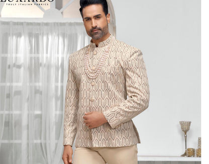 Ivory Jodhpuri Wedding Suit: Cream Prince Groom Outfit