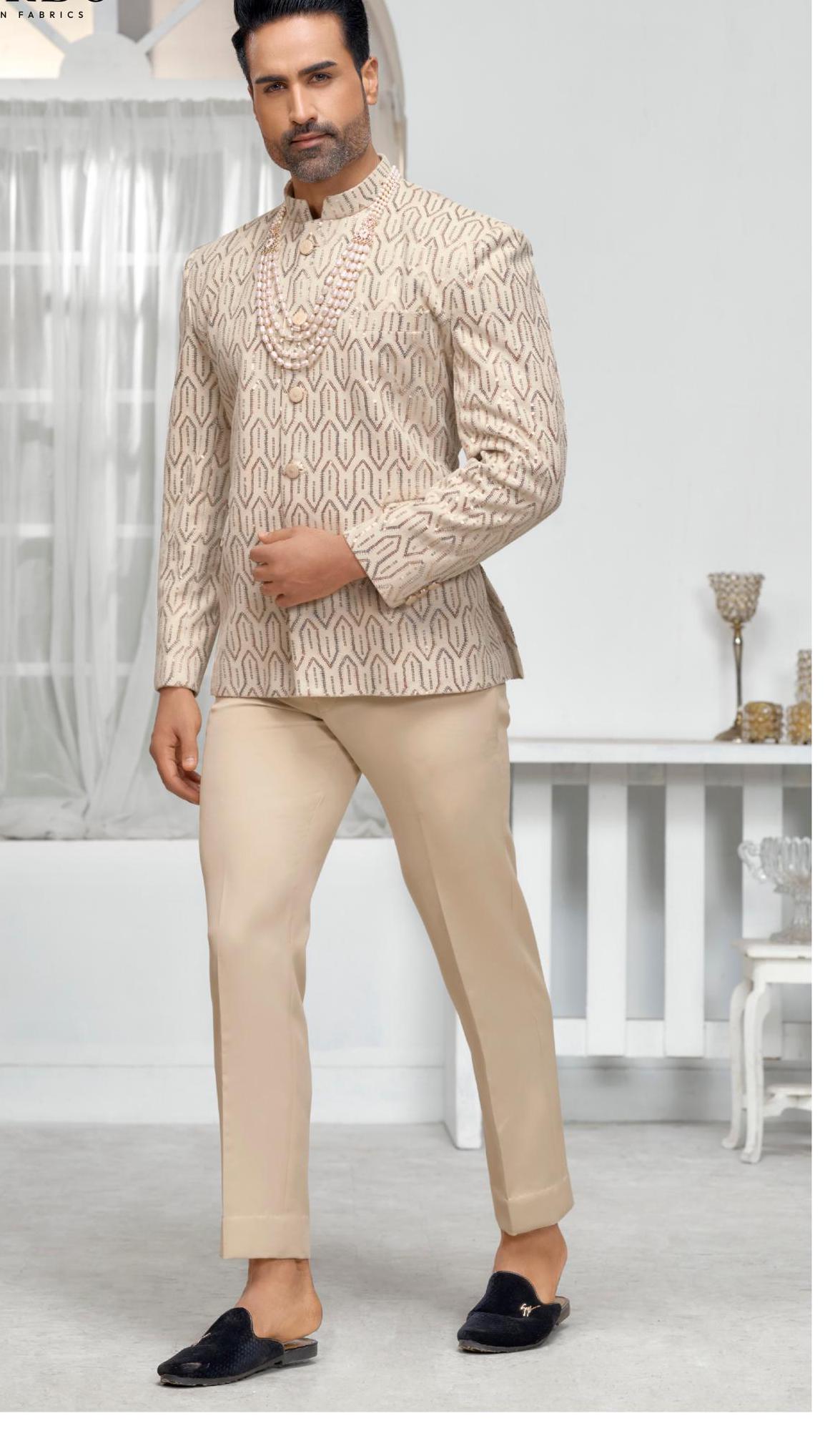 Ivory Jodhpuri Wedding Suit: Cream Prince Groom Outfit