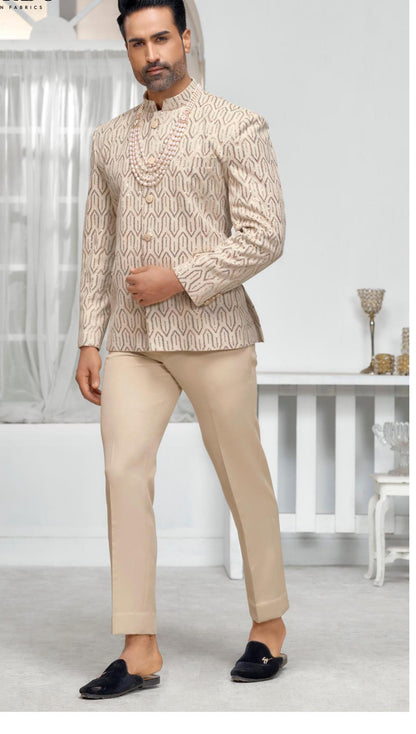 Ivory Jodhpuri Wedding Suit: Cream Prince Groom Outfit