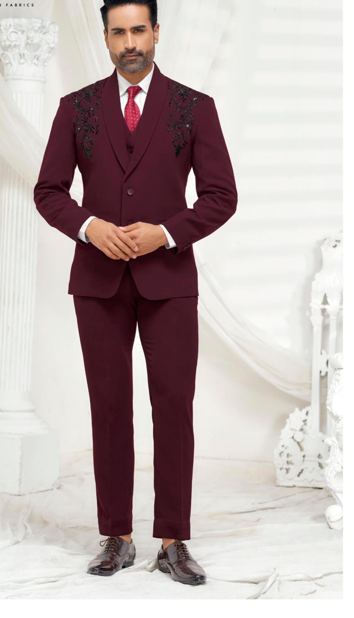 Handwork Groom Suit: Luxury 2-Button Wedding Reception Suit