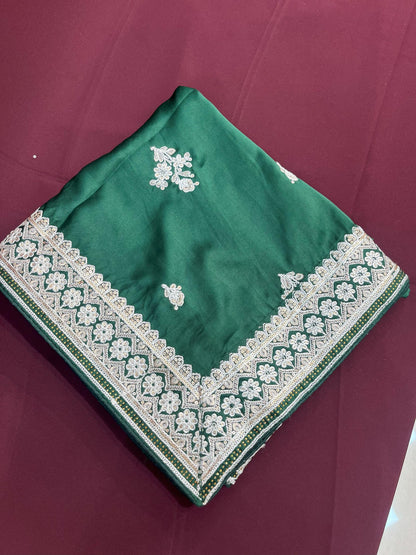 Green Wedding Shawl for Groom: Embroidered Indian Sherwani Stole