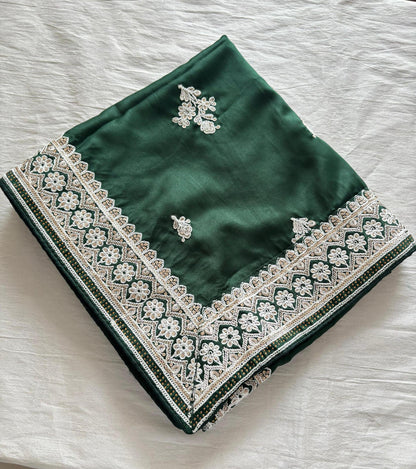 Green Wedding Shawl for Groom: Embroidered Indian Sherwani Stole