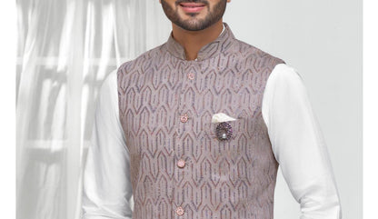 Grey Nehru Jacket for Men: Ethnic Modi Wedding Groom Vest
