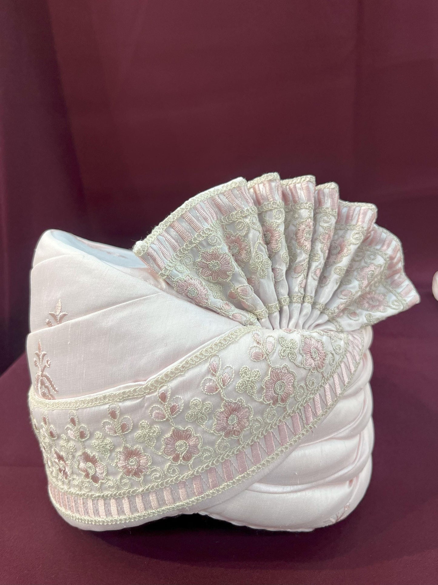 Pink Wedding Turban & Shawl Set: Indian Groom Safa