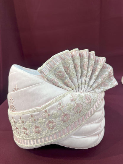 Pink Wedding Turban & Shawl Set: Indian Groom Safa