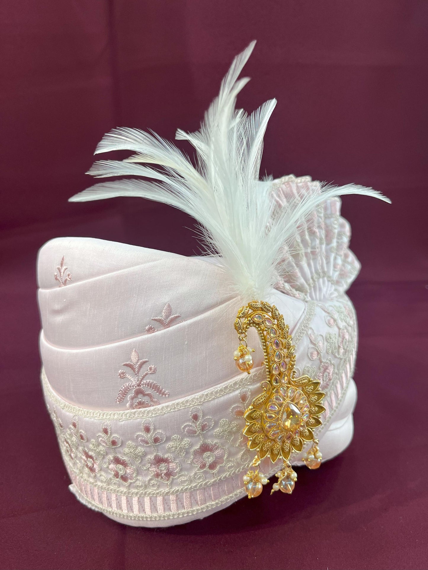 Pink Wedding Turban & Shawl Set: Indian Groom Safa