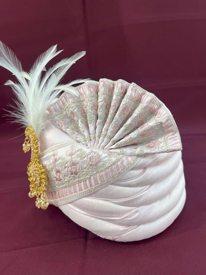 Pink Wedding Turban & Shawl Set: Indian Groom Safa