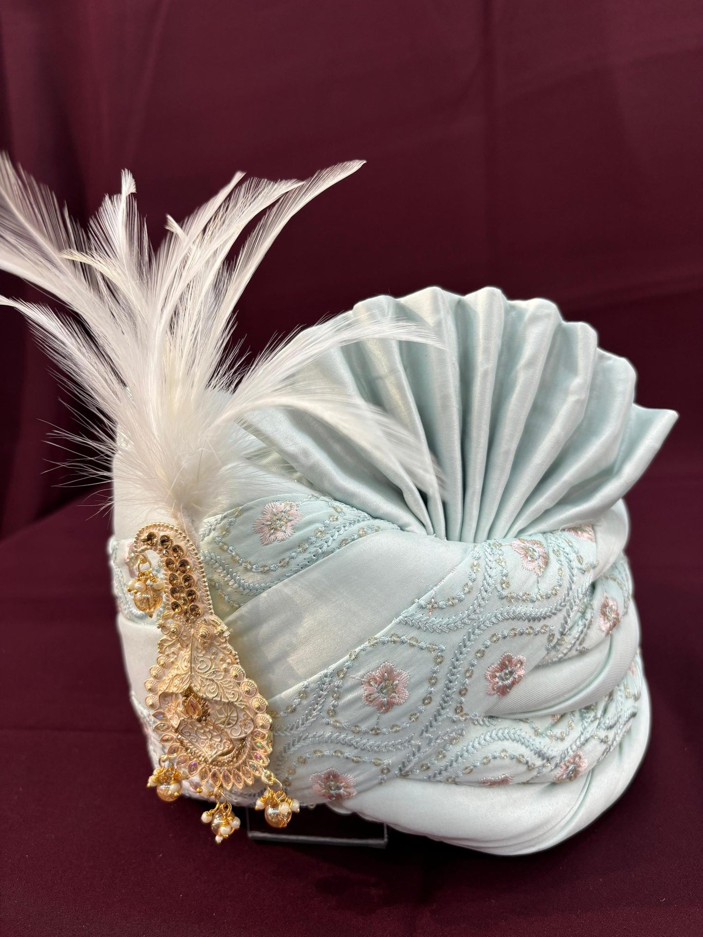 Wedding Turban & Shawl Set: Indian Groom Safa, Adjustable Fit