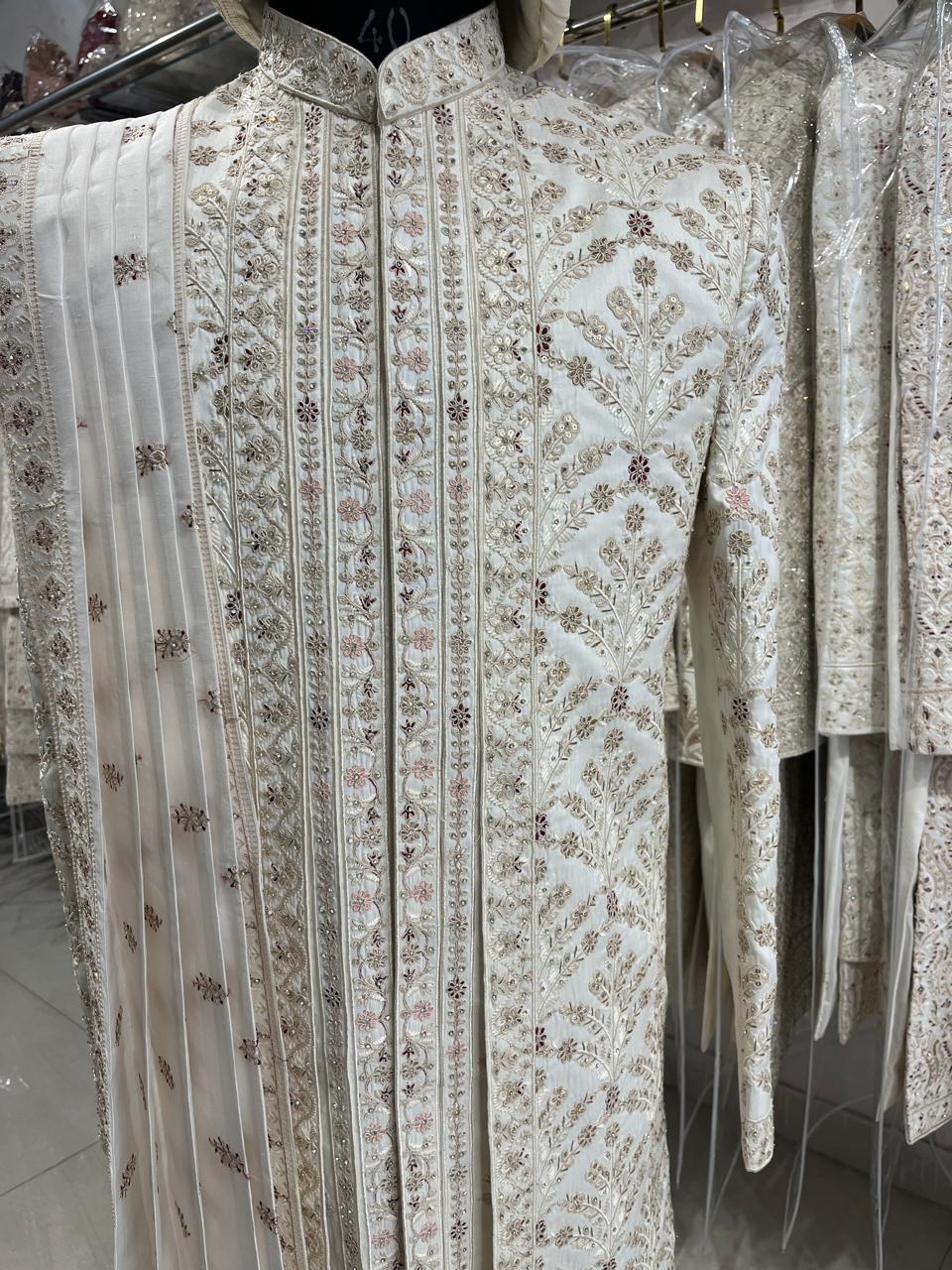 Embroidered Groom Sherwani Set: Indian Wedding Outfit