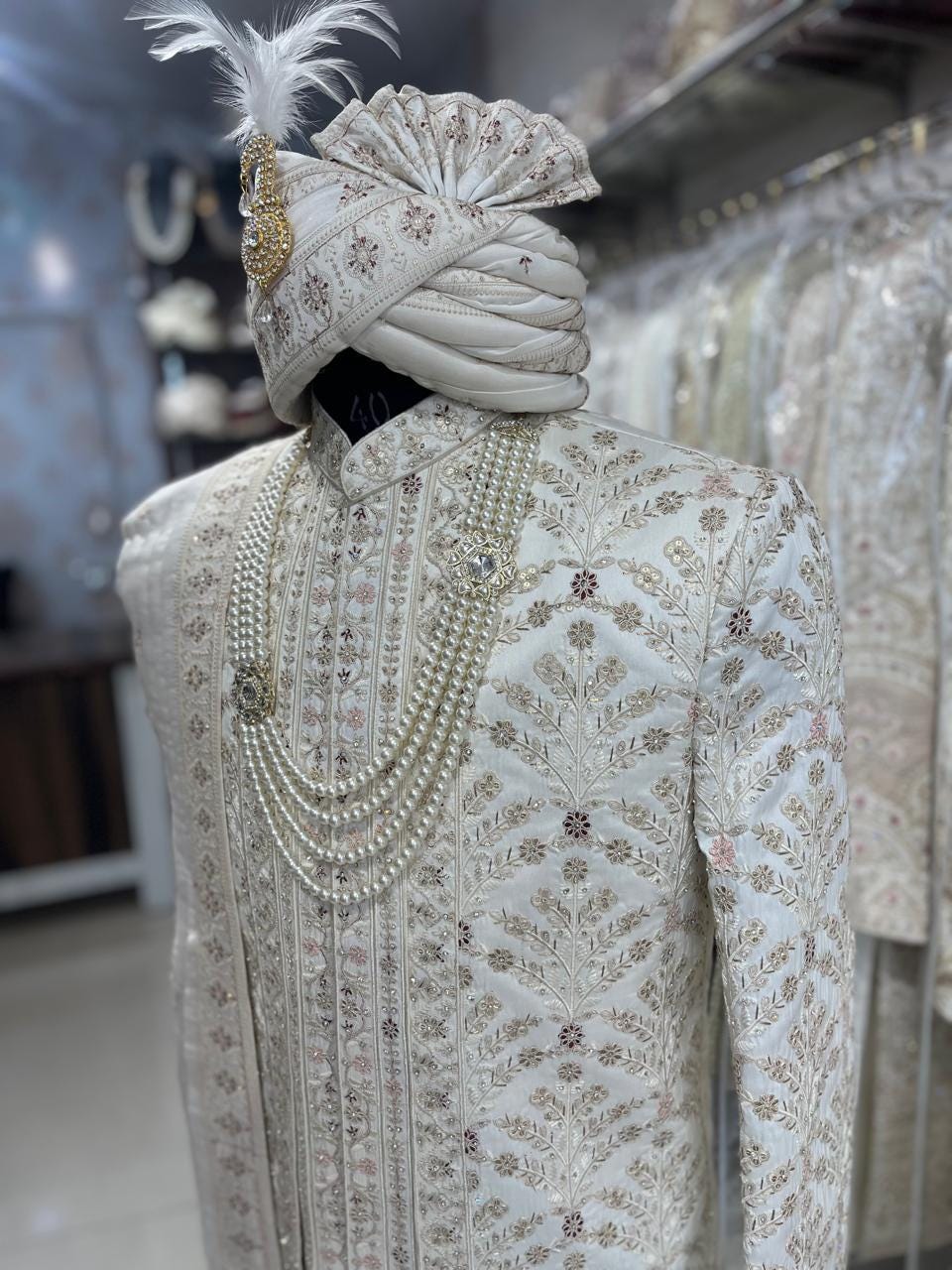 Embroidered Groom Sherwani Set: Indian Wedding Outfit