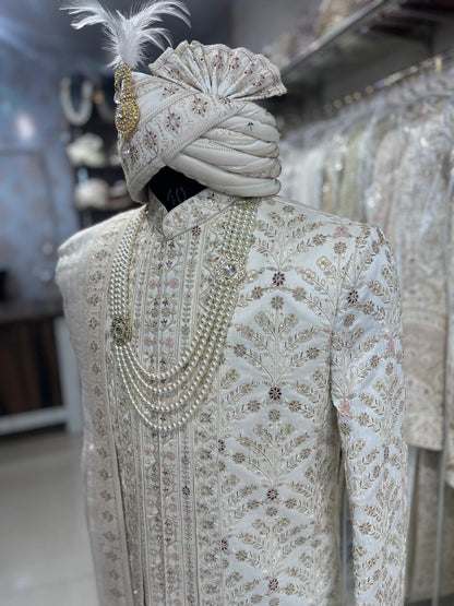 Embroidered Groom Sherwani Set: Indian Wedding Outfit