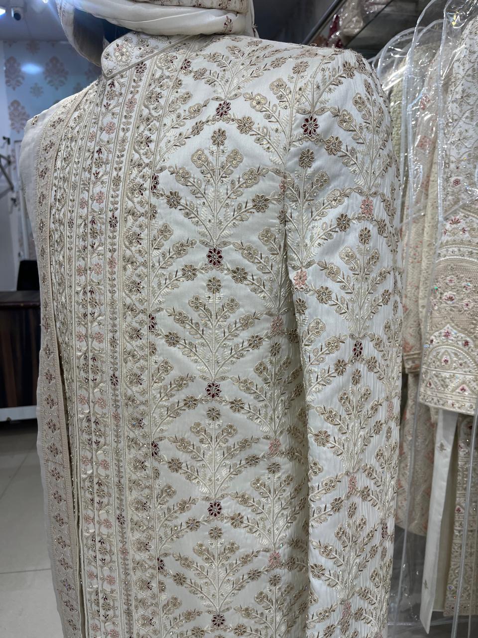 Embroidered Groom Sherwani Set: Indian Wedding Outfit