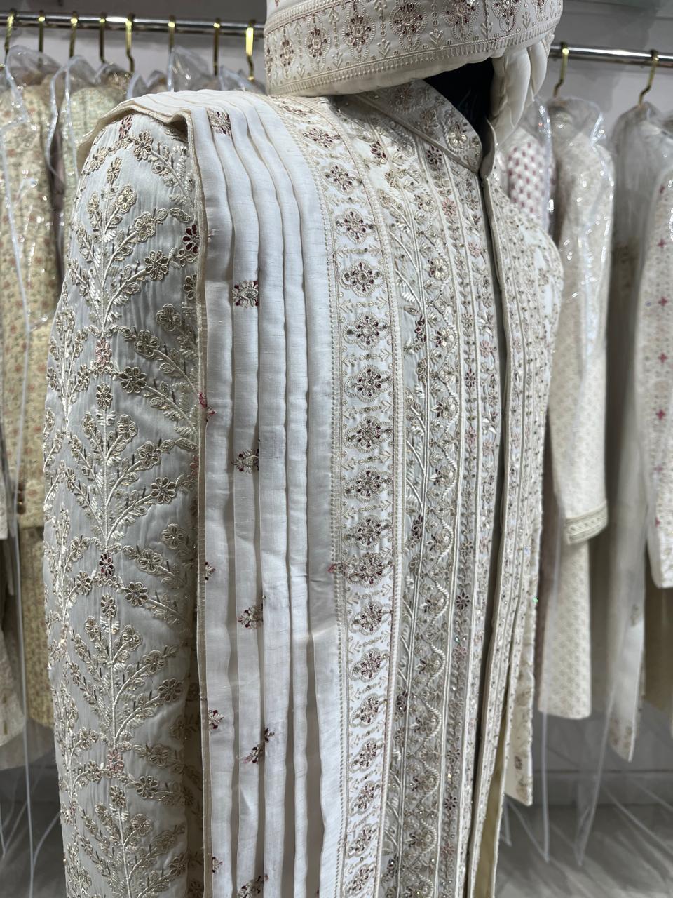 Embroidered Groom Sherwani Set: Indian Wedding Outfit