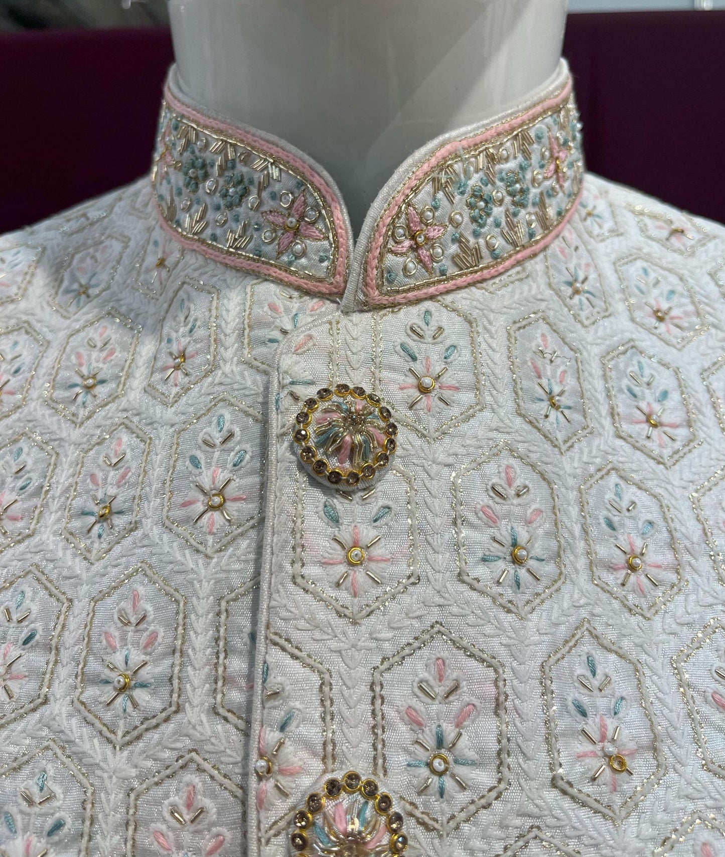 Handcrafted White Sherwani, Wedding Suit