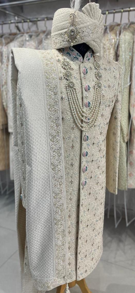 Elegant Wedding Sherwani Set, Indian Groom Outfit