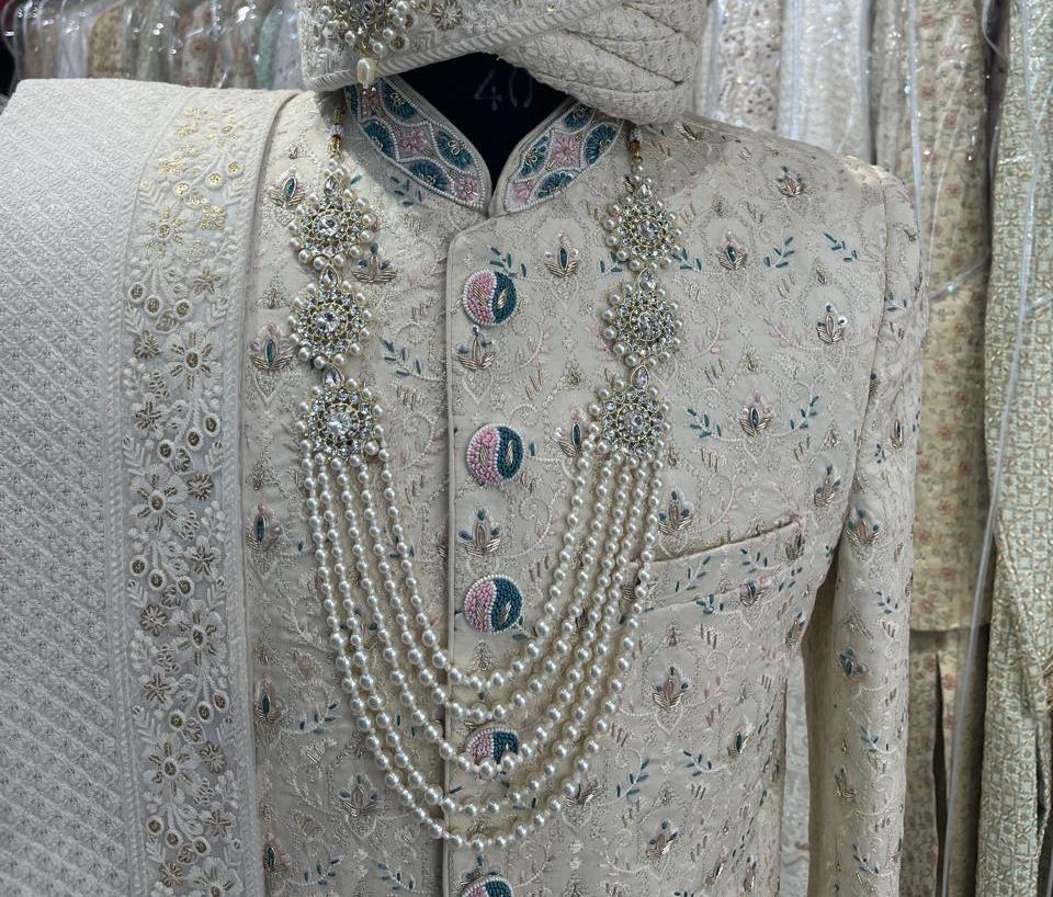Elegant Wedding Sherwani Set, Indian Groom Outfit