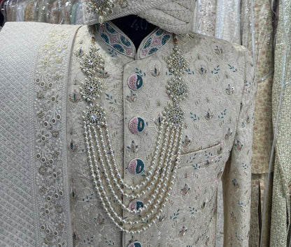 Elegant Wedding Sherwani Set, Indian Groom Outfit