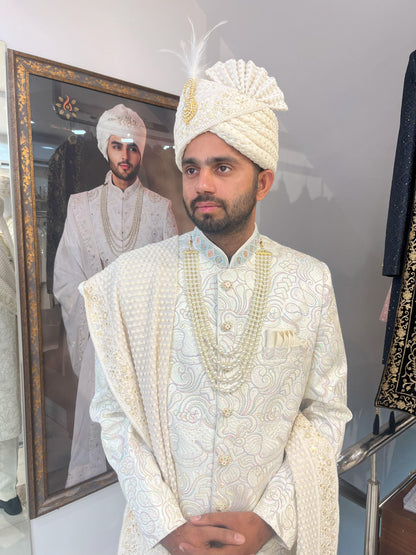 Thread Embroidered Sherwani for Men: Indo Western Groom Outfit