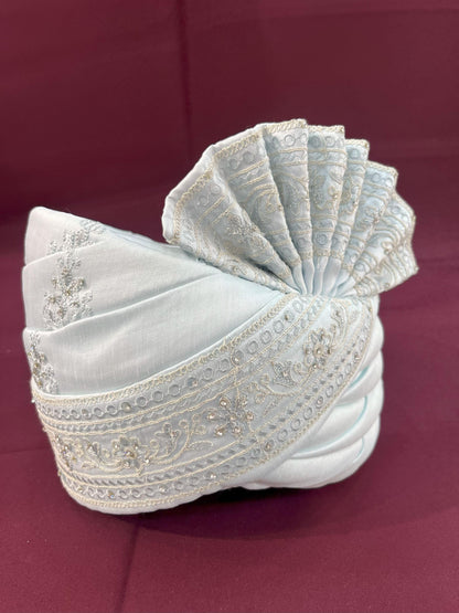 Grey Wedding Turban & Shawl Set: Indian Groom Ensemble