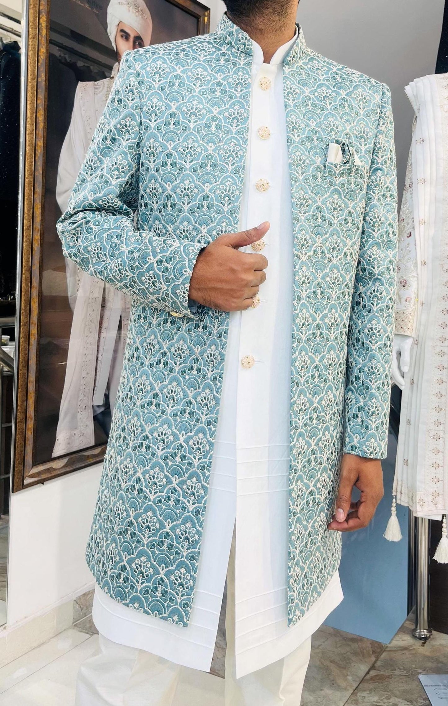 Elegant Groom Sherwani, Indo Western Wedding Outfit