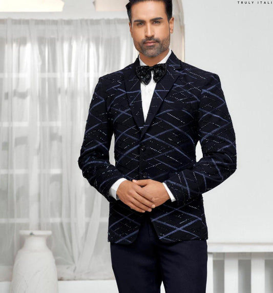 Embroidery Tuxedo Suit: Luxury Ethnic Wedding Wear