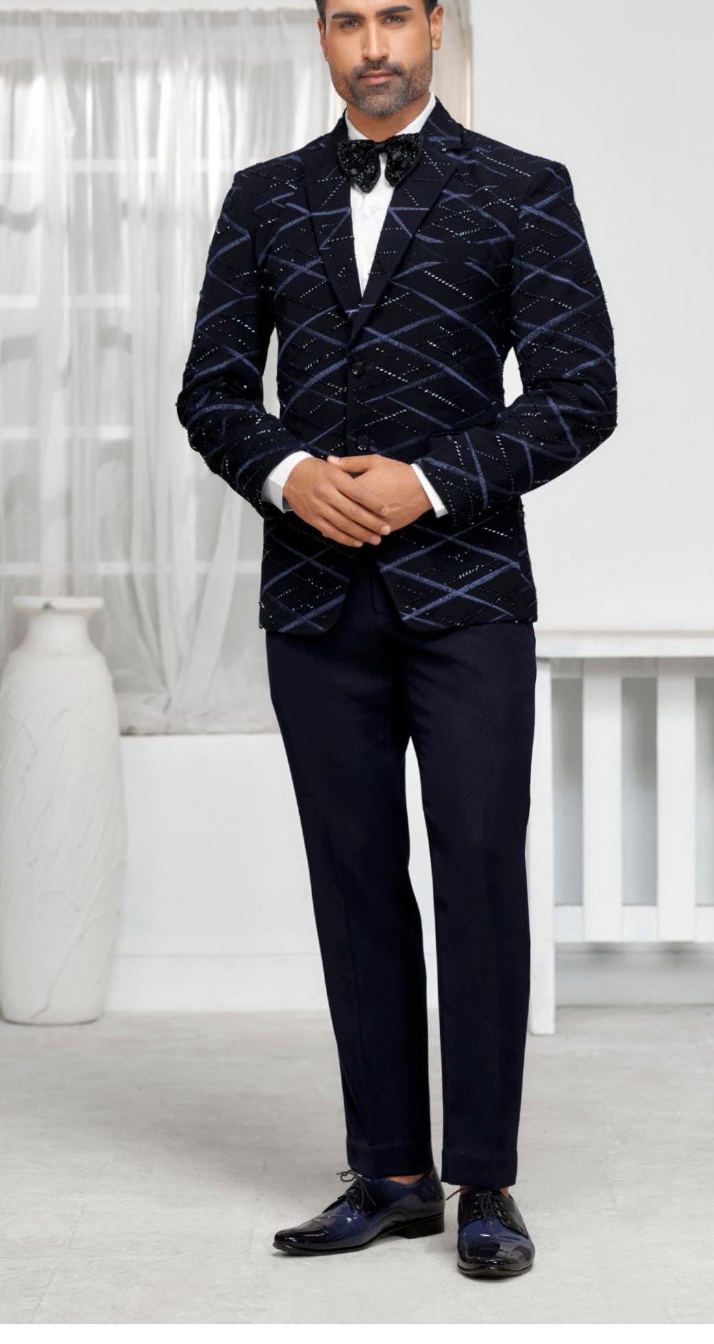 Embroidery Tuxedo Suit: Luxury Ethnic Wedding Wear