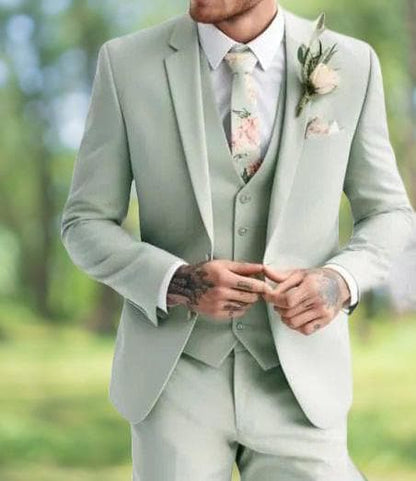 Sage Green Classic Suit, Crafted Men's Attire