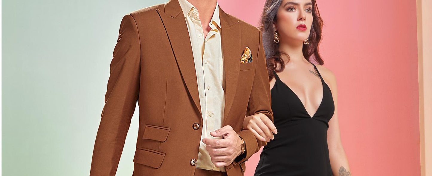 Terracotta Men's Suit: Stylish 3-Piece Rust Prom Suit