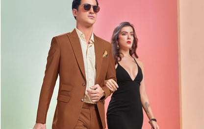 Terracotta Men's Suit: Stylish 3-Piece Rust Prom Suit