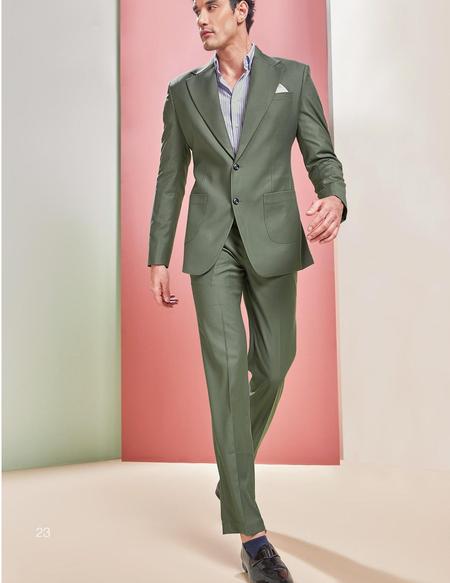 Green Three-Piece Suit: Stylish Handmade Classic Fit